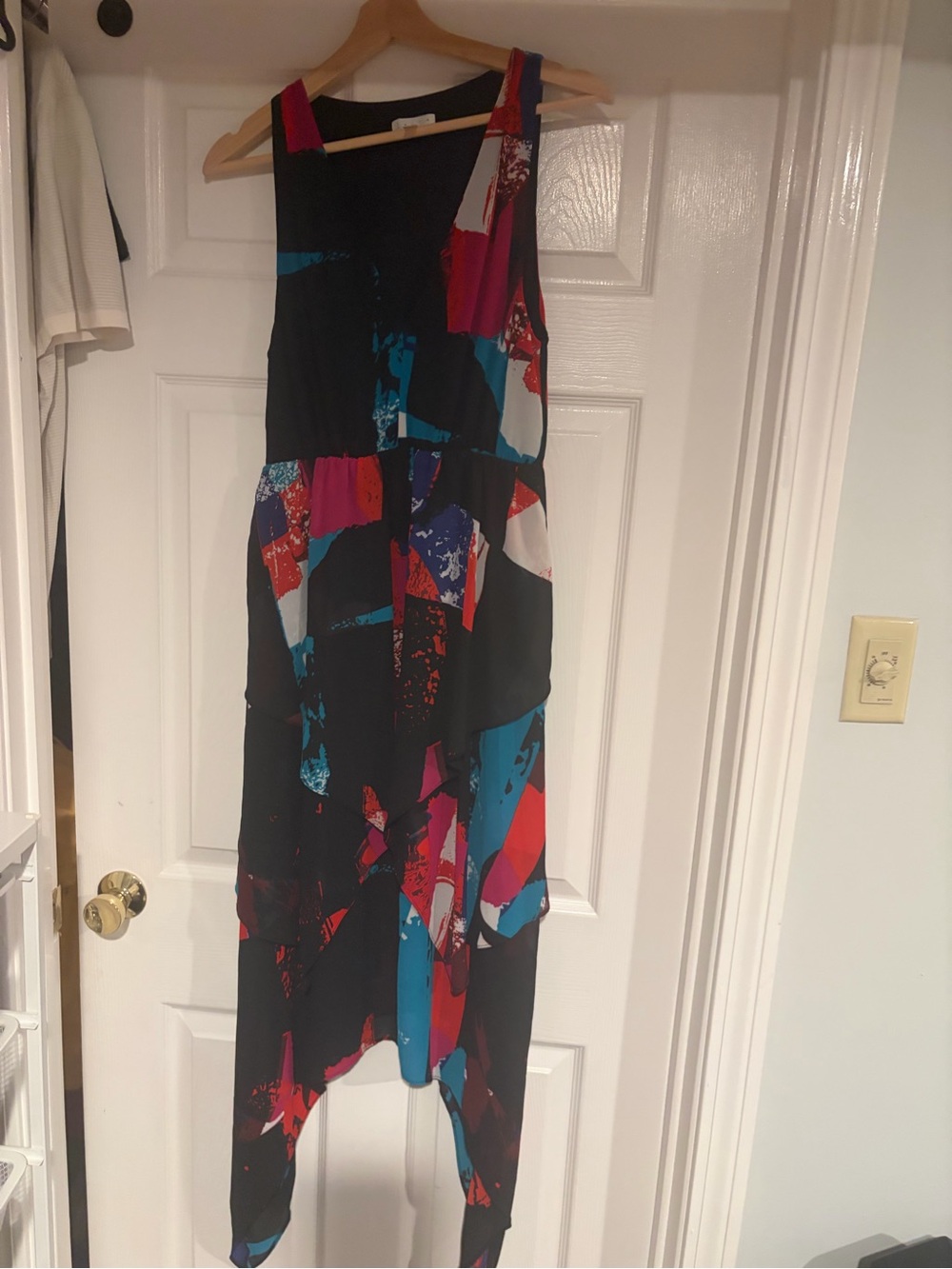 Leith Black Multicolor Asymmetrical Sleeveless Maxi Dress